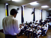 A coordenação do Cursinho da Poli em palestra no Colégio Passionista Santa Gema